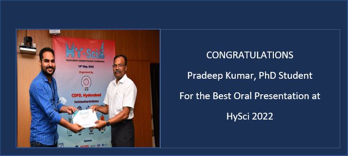 Best Oral Presentation Award at HySci 2022 